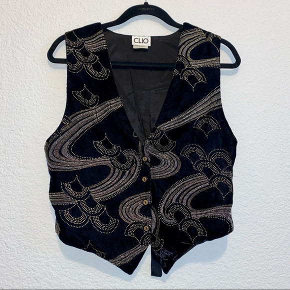 Clio Velvet Vest with Details Beads - Picture 1 of 9